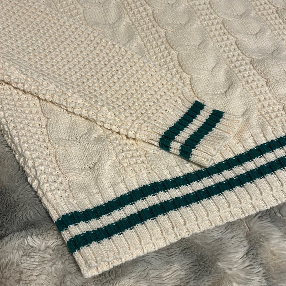 NWT.  American Eagle - Cream Sweater with Green Trim - Size: Medium - Picture 8 of 8